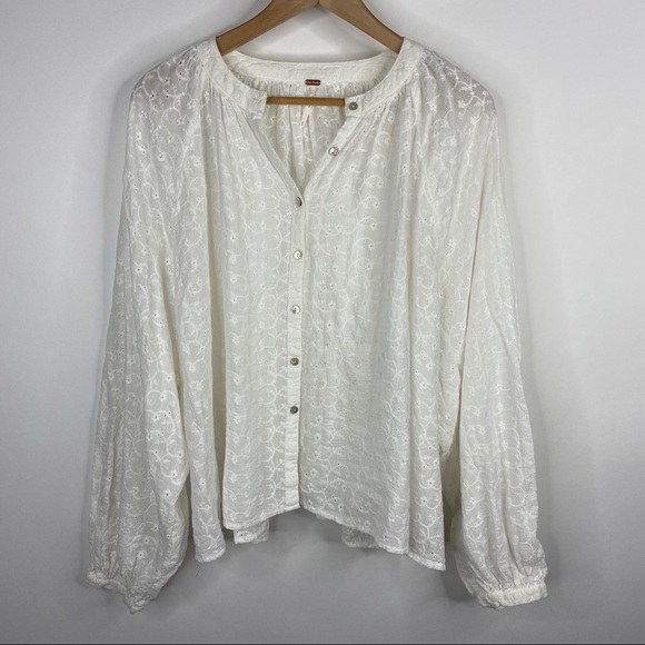 Free People Top Down From The Clouds Eyelet Blouse - Picture 2 of 7